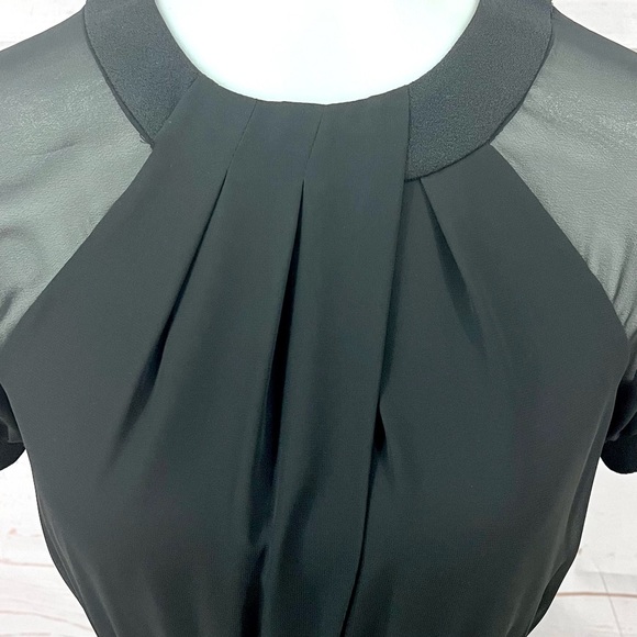 Vince Camuto Sheer Illusion Short Sleeve Crepe Chiffon Sheath Career Dress - Picture 10 of 14